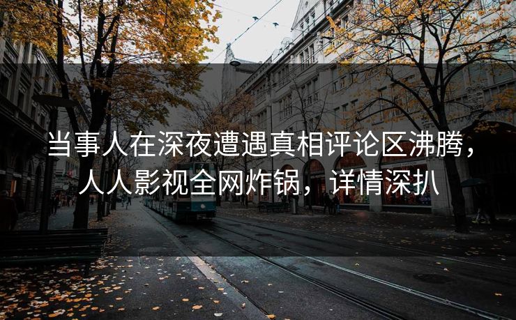 当事人在深夜遭遇真相评论区沸腾，人人影视全网炸锅，详情深扒