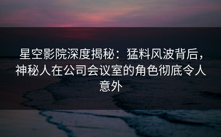 星空影院深度揭秘:猛料风波背后,神秘人在公司会议室的角色彻底令人意外