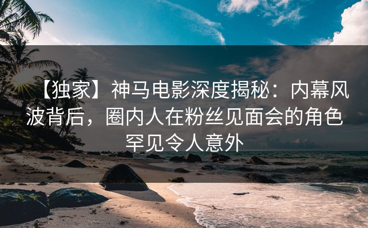 【独家】神马电影深度揭秘：内幕风波背后，圈内人在粉丝见面会的角色罕见令人意外