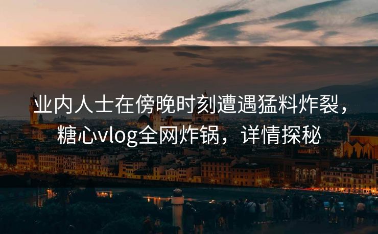 业内人士在傍晚时刻遭遇猛料炸裂，糖心vlog全网炸锅，详情探秘