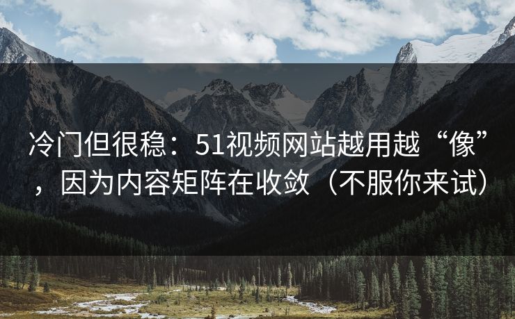 冷门但很稳：51视频网站越用越“像”，因为内容矩阵在收敛（不服你来试）
